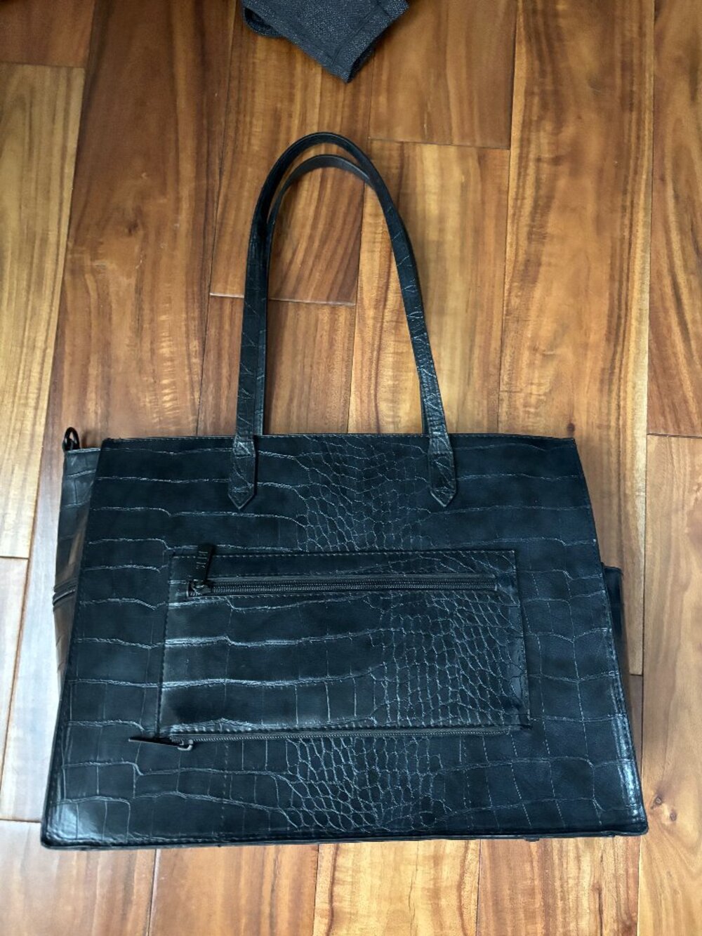 BÉIS The Work Tote in Black Croc - Laptop Bag - Includes Matching Pouch - Picture 3 of 9